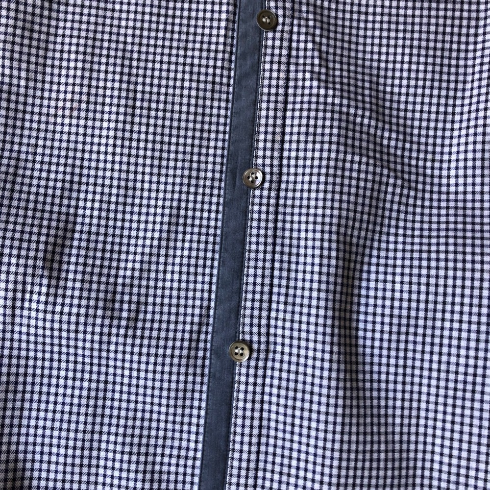 Theory Blue Gingham Button Down Colorblock - image 4